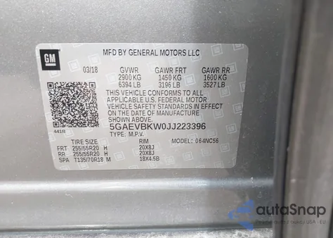 2018 Buick Enclave Premium z USA, uszkodzony, nr VIN 5GAEVBKW0JJ223396